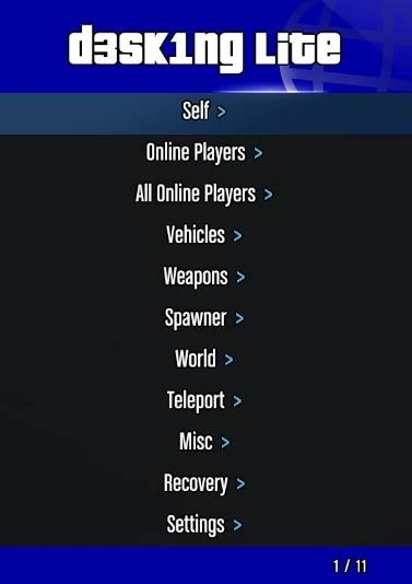 Чит D3SK1NG MENU LITE 4.2 для GTA 5