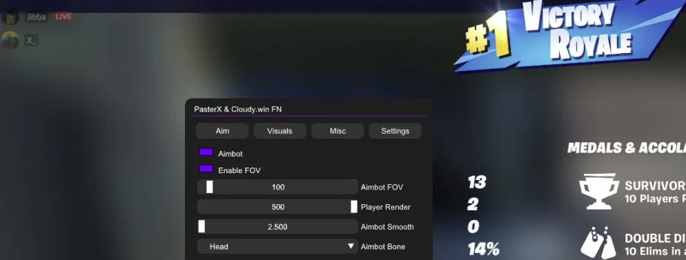 PasterX новый бесплатный чит Fortnite + Spoofer (ESP, AiM) — изображение 1