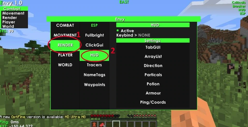 Лучший бесплатный чит Envy 1.0 для Minecraft — изображение 1
