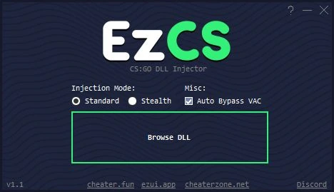 Инжектор EzCS для CS:GO + VAC Bypass и Скрытый инжект