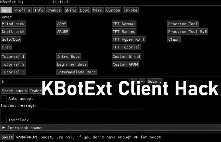 KBotExt - Чит клиент для League of Legends (Много функций)