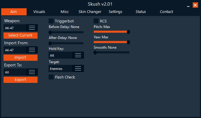 Чит CS:GO Skush Aimbot, Wallhack, Visual, Triggerbot, Skin Changer — изображение 1