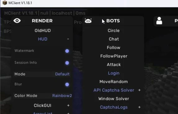 Чит-клиент MClient для Minecraft (Bot Client)