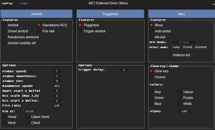 Net External Hack - Бесплатный чит CSGO (Aimbot + Glow ESP)