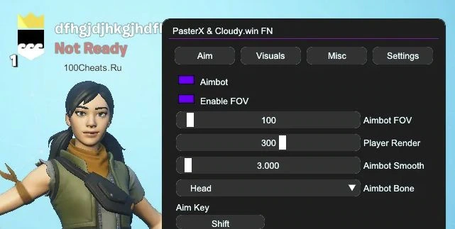 PasterX новый бесплатный чит Fortnite + Spoofer (ESP, AiM)