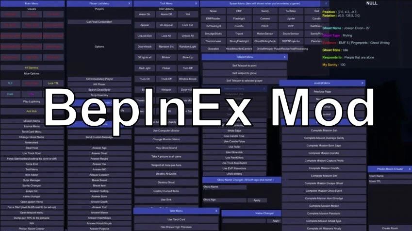 Чит BepInEx Mod для игры Phasmophobia (ESP + Другие хаки)