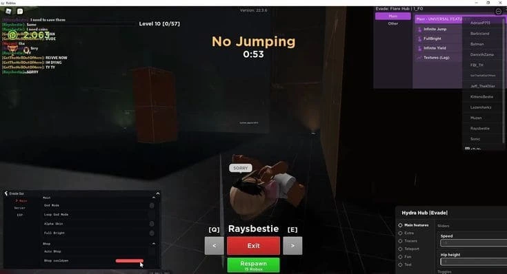 [Roblox] Evade Script (рабочий скрипт с кучей хаков)