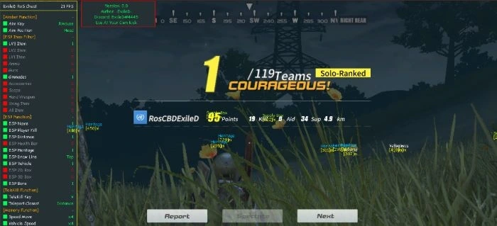 Чит ROS Rules of Survival Exiled (AIM + ESP + Telekill) — Обновлен!