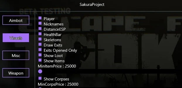 Чит Sakura EFT Hack для Escape from Tarkov (AimBot + Wallhack)
