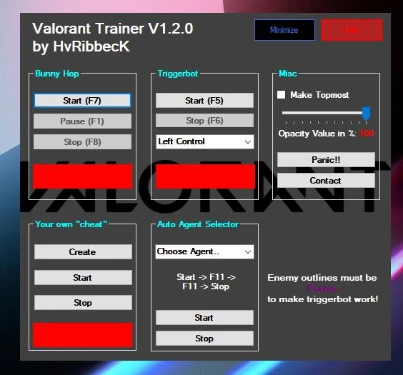 Чит Valorant Trainer (ТриггерБот, БанниХоп)