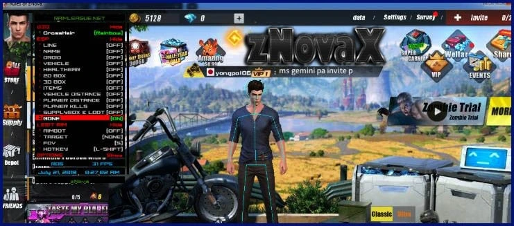 Чит zNovaX для Rules Of Survial [Aim, ESP, D3D]